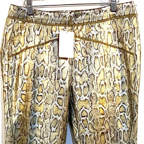 Free People, Gold Python Pull On Skinny Pants, Vegan Leather, Metallic Gold, NWT - Picture 7 of 14